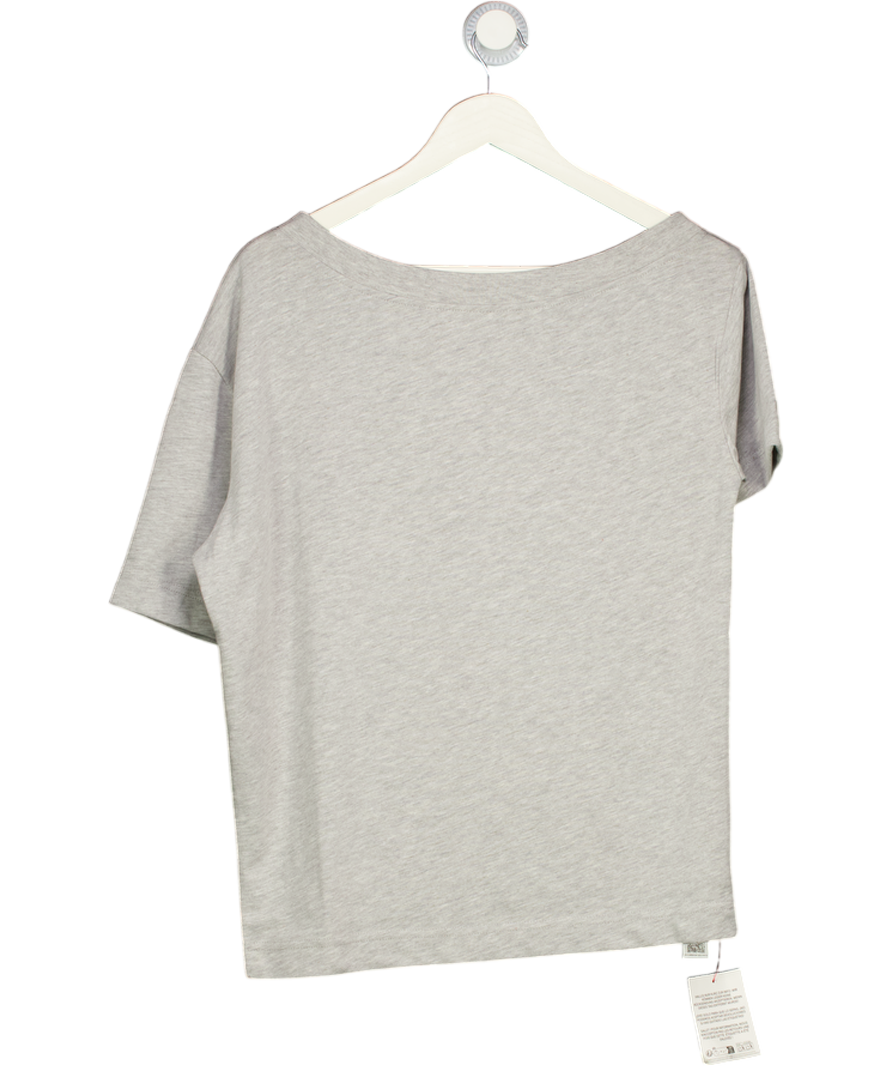 TOPSHOP Grey Wide Neck Short Sleeve T-shirt UK XS