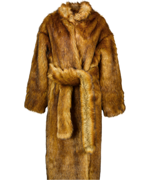 KHY By Kylie Jenner Brown Faux Fur Long Coat UK S/M