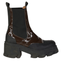 Ganni Brown Patent Chunky Heel Chelsea Boot UK 4 EU 37 👠