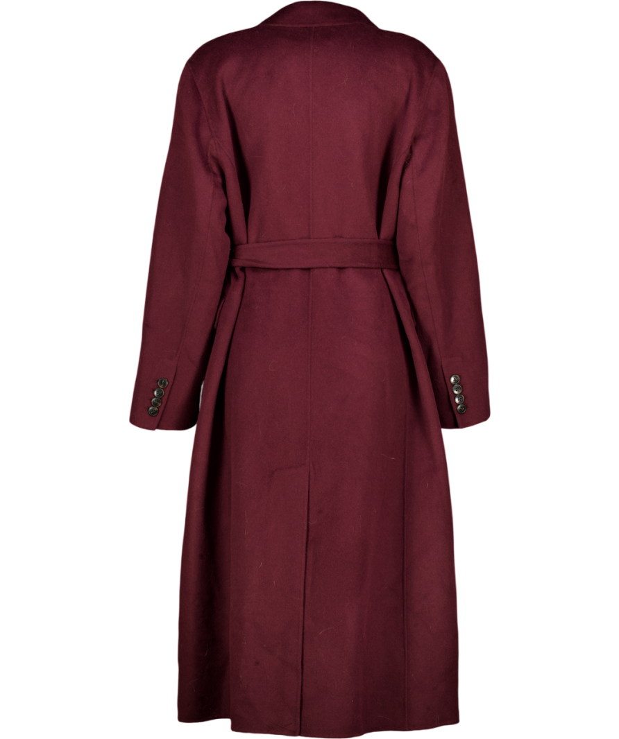REISS Brogan Double-breasted Blindseam Coat Wool-blend In Burgundy Red UK 16