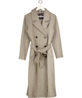 L'ACADEMIE Cream Cream/ Brown / Black Contrast Check Trench Coat UK S