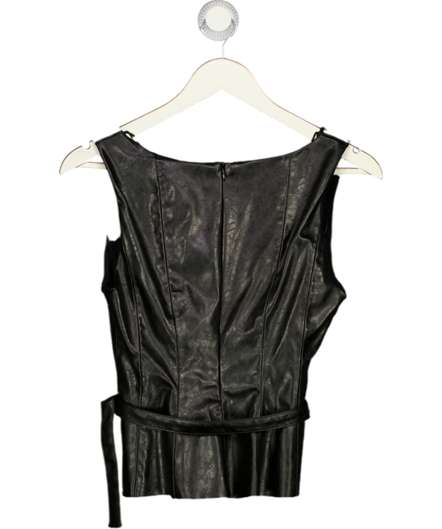 ZARA Black Faux Leather Belted Top UK XS – Reliked