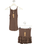 SKIMS Sheer Knit Tank And Ruffle Mini Skirt Amethyst Brown  Set UK XS