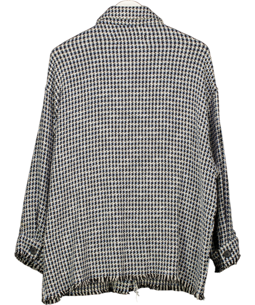 ZARA Blue Checked Tweed Shacket UK L