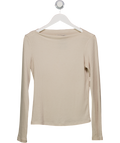MANGO Beige Supersoft Ribbed Long Sleeve Top UK S