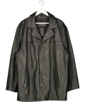 GUESS Black Leater Longline Jacket UK XL