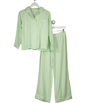 Stripe & Stare x Emily English green Soft Brushed Woven Pyjama Bottoms UK S