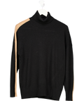 REISS Black Colourblock Knitted Roll Neck Jumper In Black/camel UK S