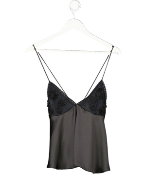 ZARA Black Satin Lace Tie Back Cami UK S