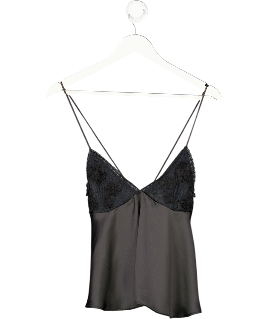 ZARA Black Satin Lace Tie Back Cami UK S