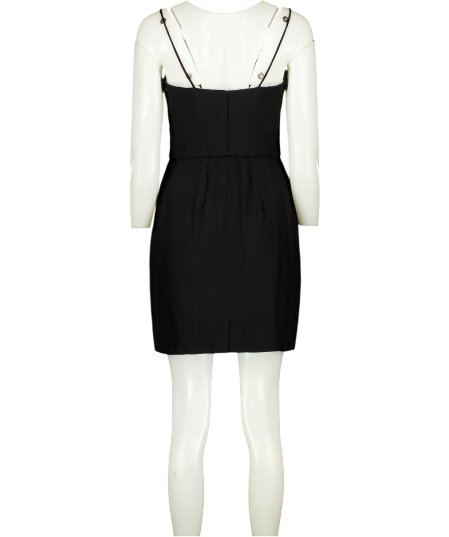MOSCHINO Black 100% Silk Cupped Mini Dress UK 8