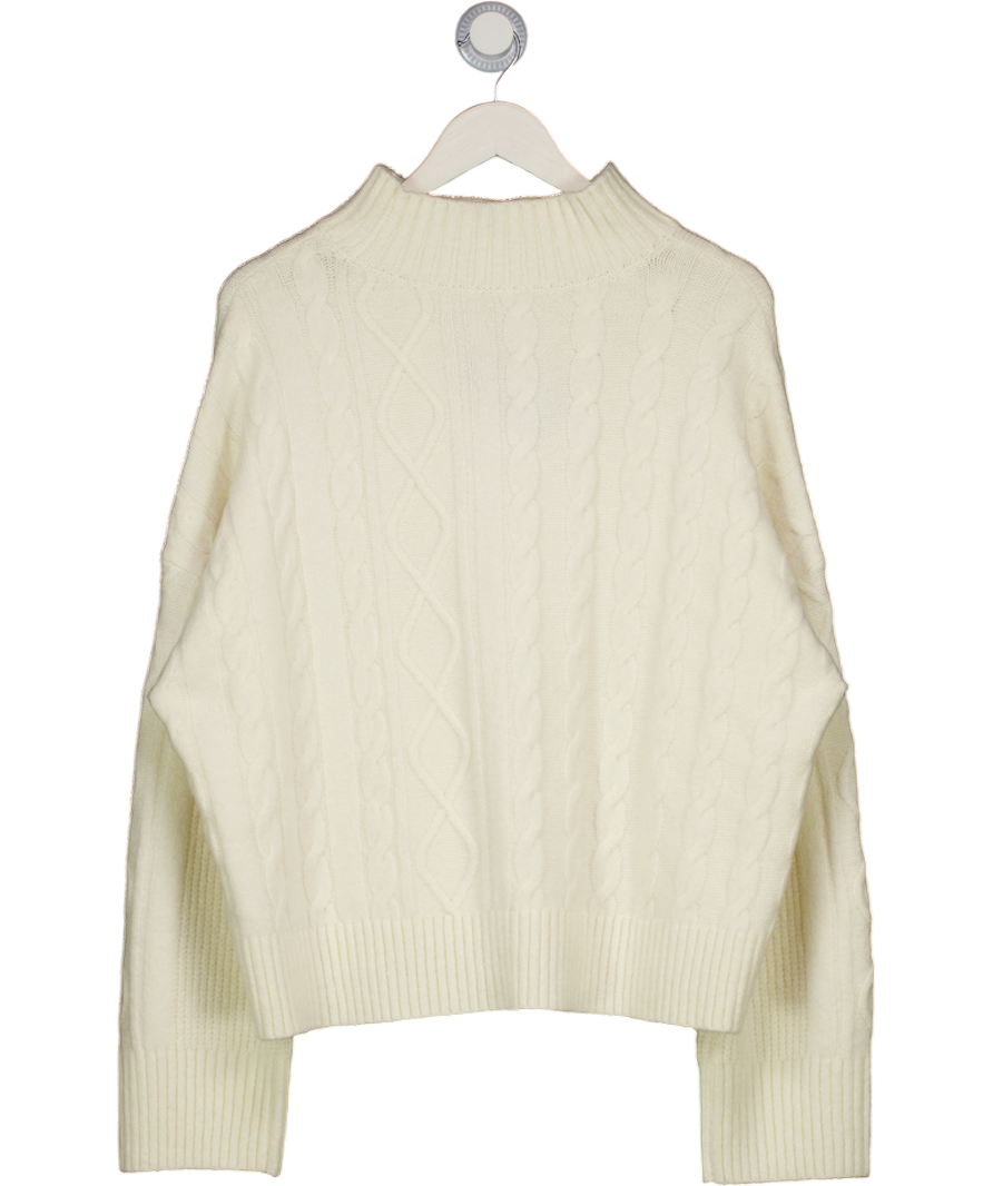 Abercrombie & Fitch Cream Easy Cable-knit Mockneck Sweater UK XL