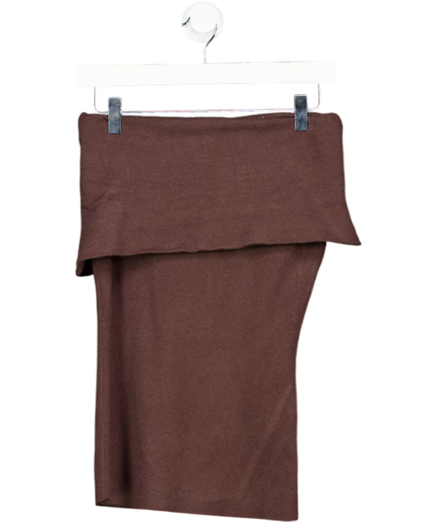 4th & Reckless Deep Foldover Bandeau Knitted Top In Chocolate Brown UK 8