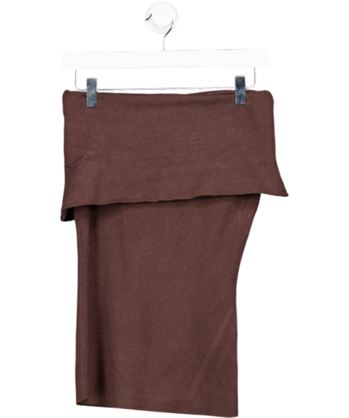 4th & Reckless Deep Foldover Bandeau Knitted Top In Chocolate Brown UK 8