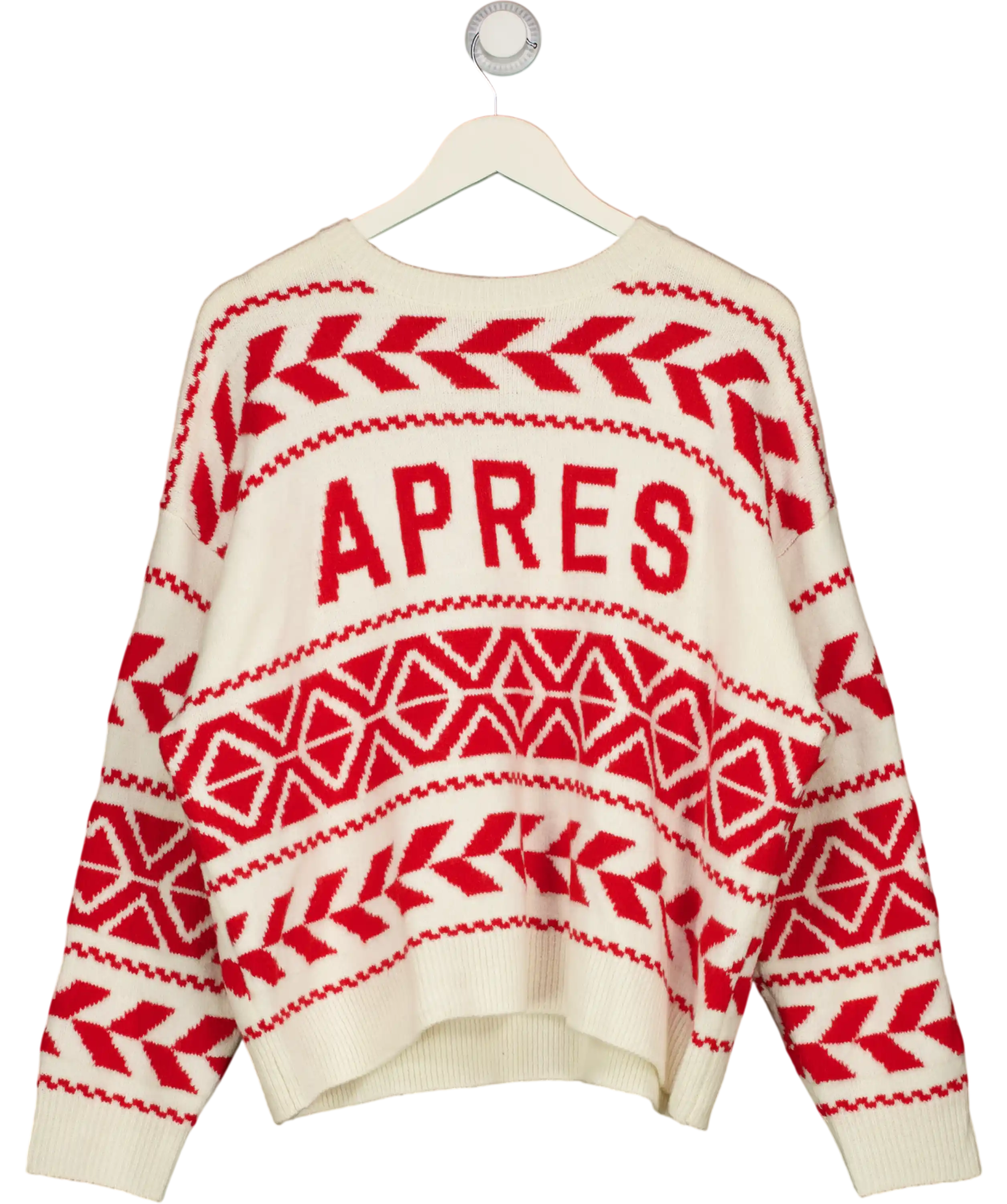 MINT VELVET Cream / Red Graphic "apres Ski" Fair Isle Jumper UK XL