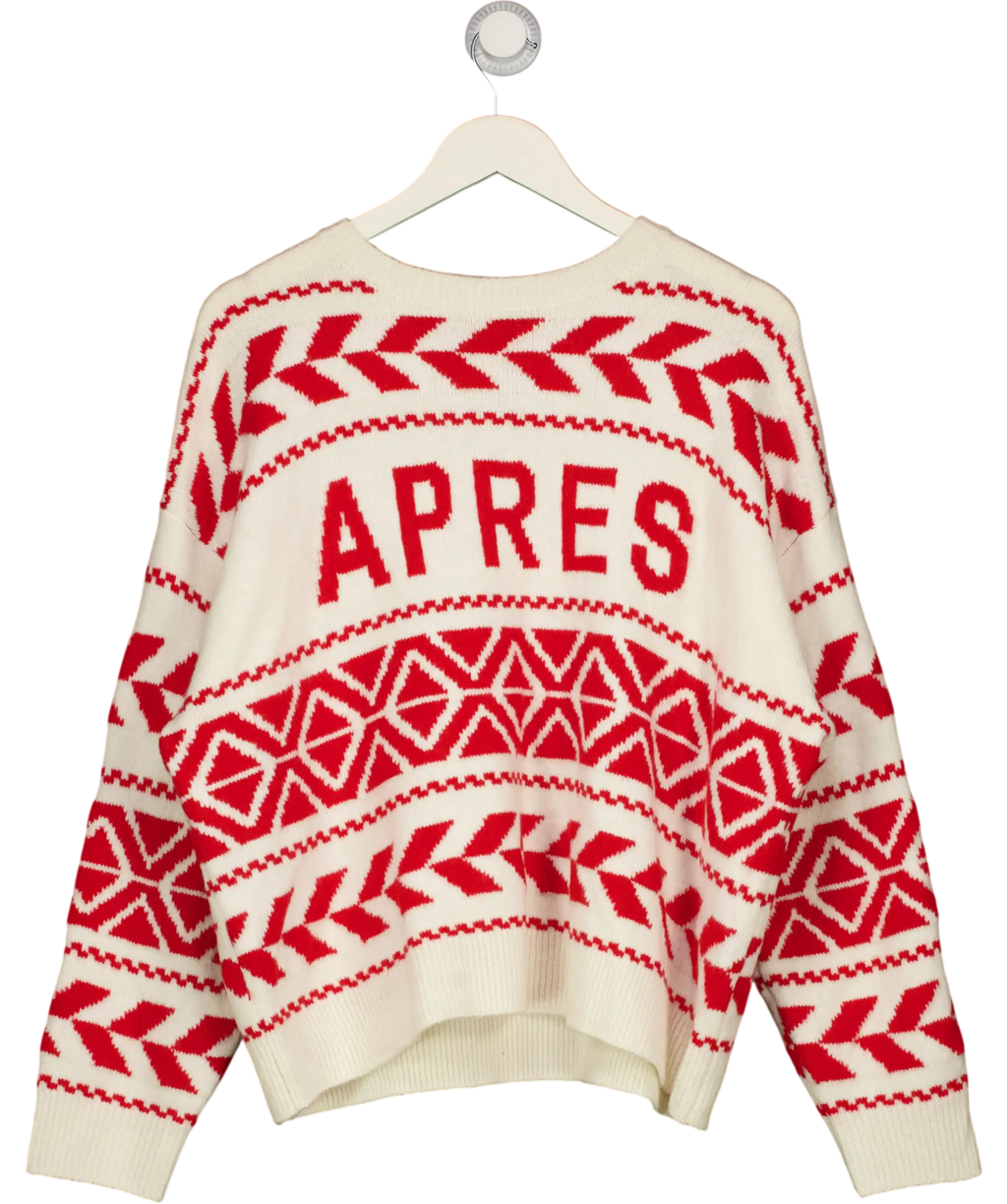 MINT VELVET Cream / Red Graphic "apres Ski" Fair Isle Jumper UK XL