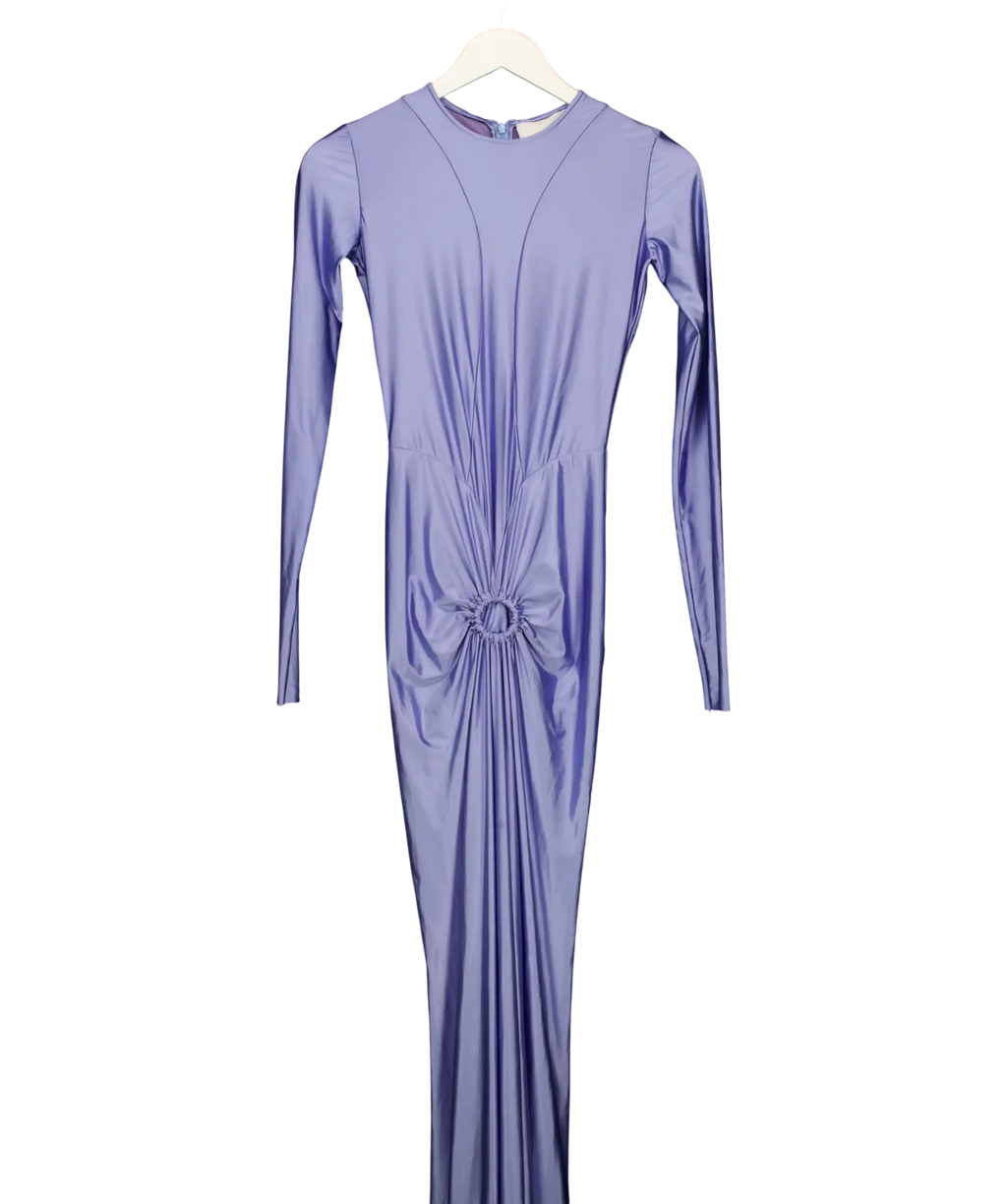 MOOS STUDIO Blue High Shine Celestial Long Sleeve Maxi Dress  Fr36 UK 8