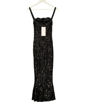 OH POLLY Raffaella Embellished Peekaboo Corset Midaxi Dress In Black Zebra Sequin UK 6