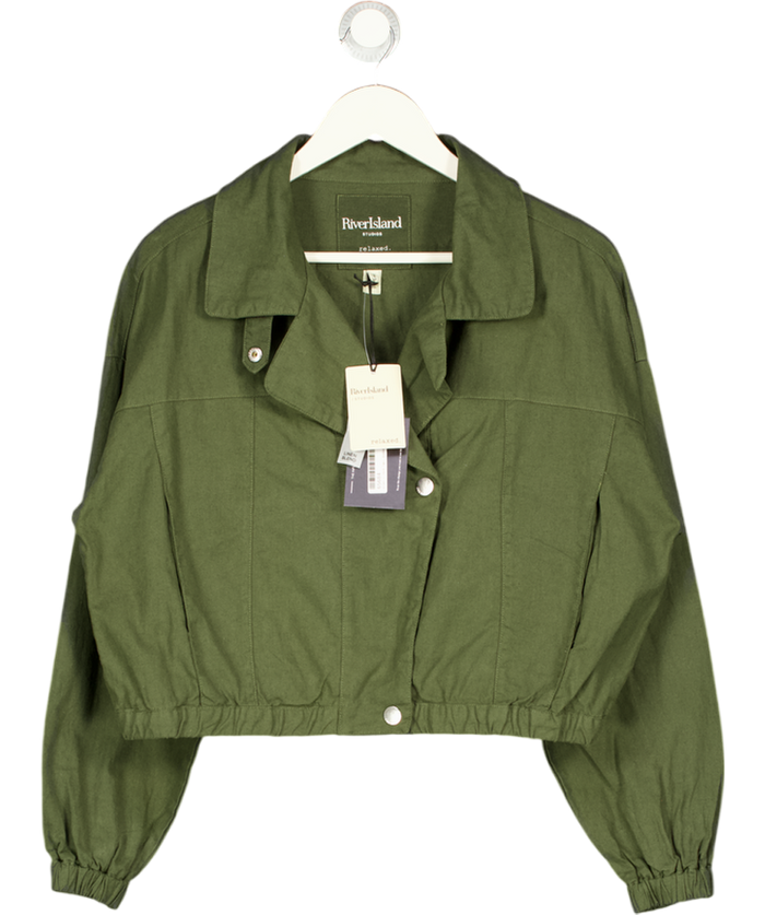 RIVER ISLAND Green Linen Blend Swing Jacket UK 6