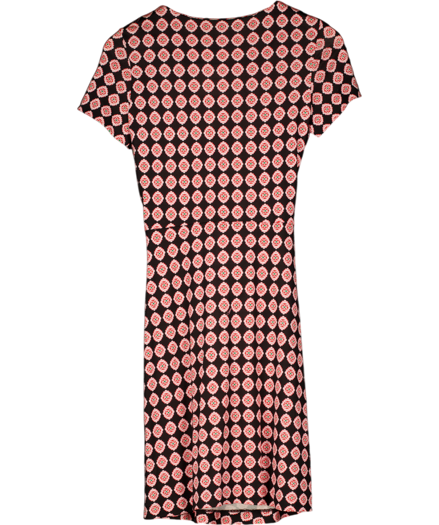 Diane von Furstenberg Navuy Blue 100% Silk Jersey Printed Tie Waist Zoe Dress Us6 UK 10