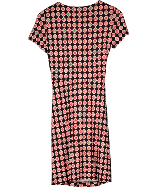 Diane von Furstenberg Navuy Blue 100% Silk Jersey Printed Tie Waist Zoe Dress Us6 UK 10