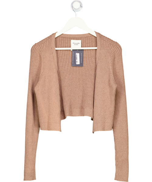 Abercrombie & Fitch Brown Cropped Rib Knit Cardigan UK M
