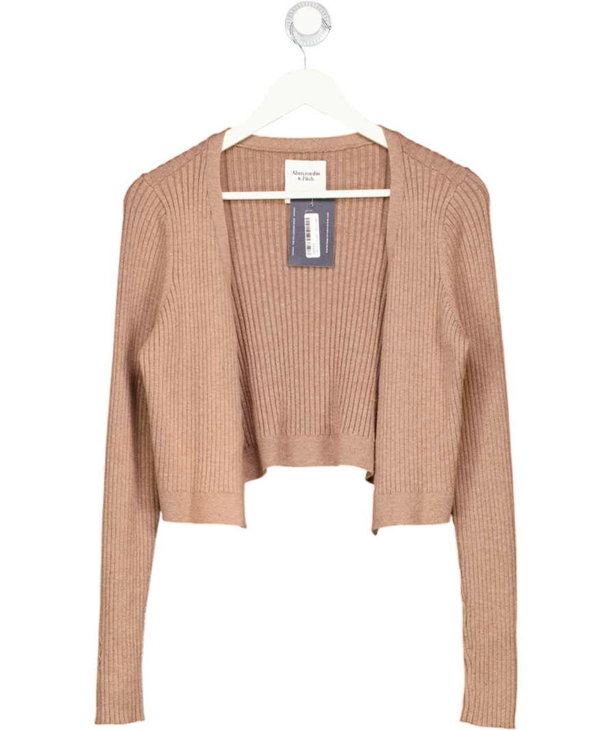 Abercrombie & Fitch Brown Cropped Rib Knit Cardigan UK M