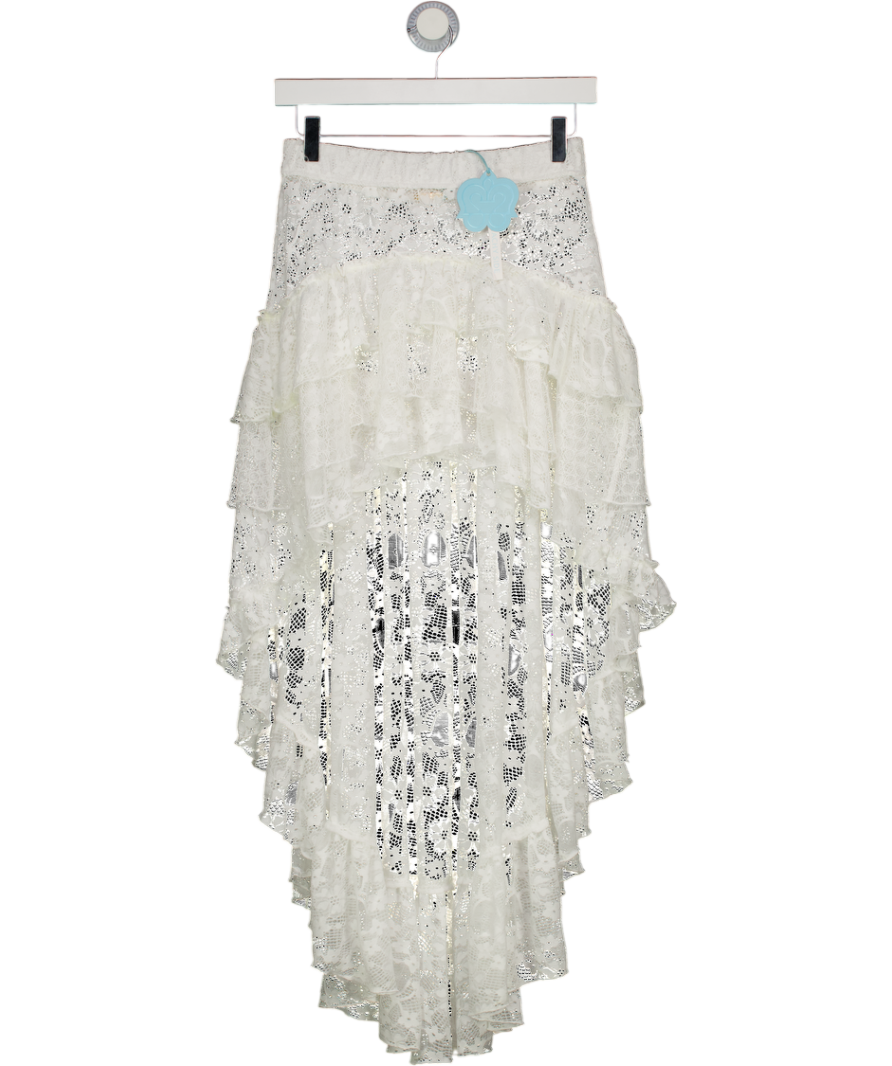 MY BEACHY SIDE White Lace High - Low Skirt UK S
