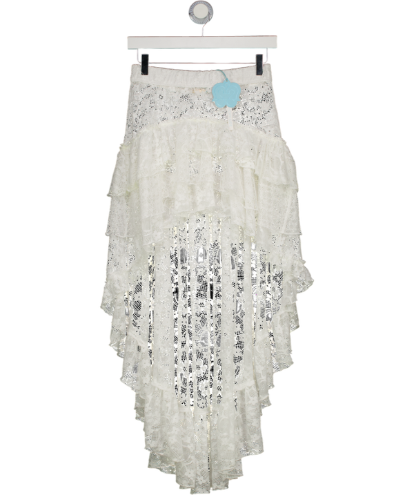 MY BEACHY SIDE White Lace High - Low Skirt UK S