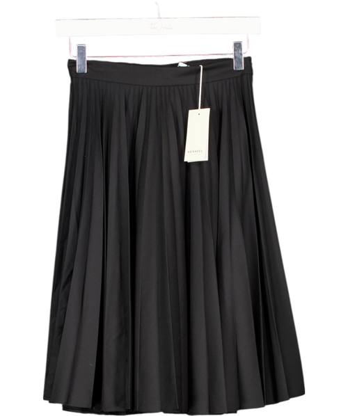 Sunspel Black T010 All Round Pleated Knee Length Skirt UK XXS