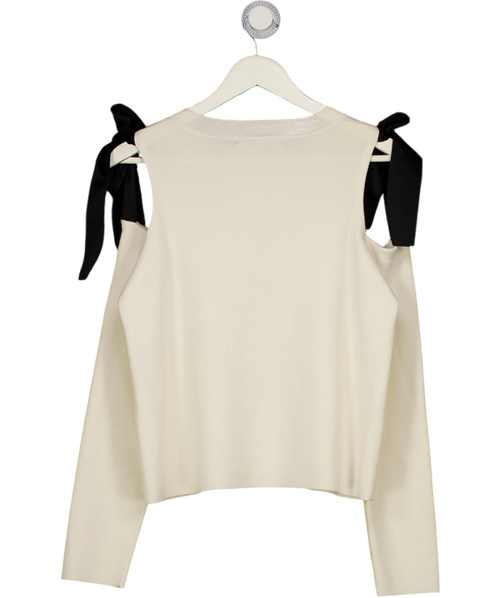 ALICE + OLIVIA Ecru / Black Dara Wool Blend Cut-out Jumper UK M