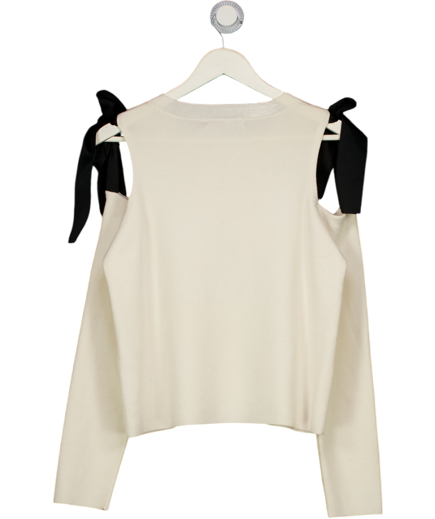 ALICE + OLIVIA Ecru / Black Dara Wool Blend Cut-out Jumper UK M