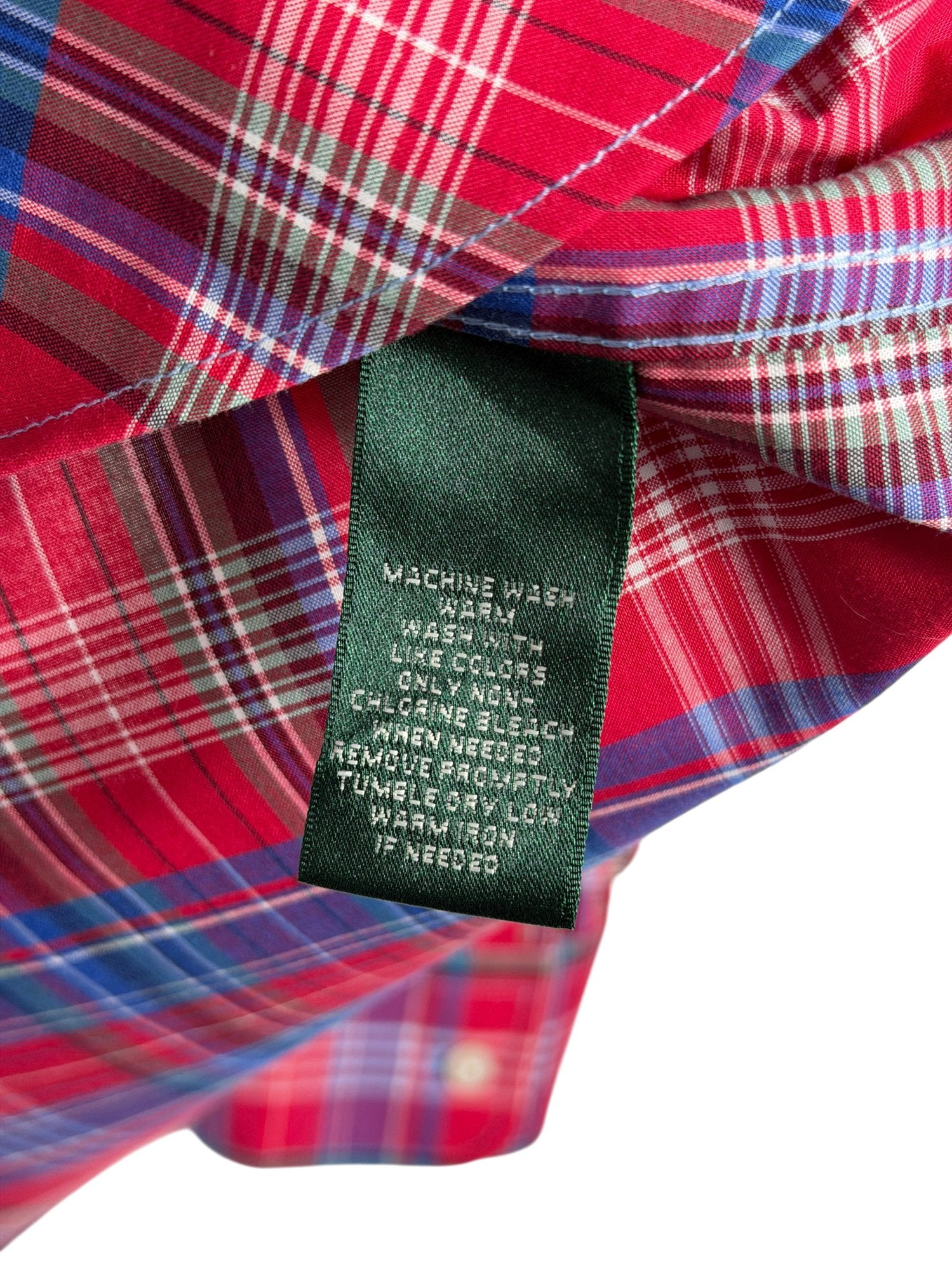 LAUREN RALPH LAUREN Red Plaid Non-Iron Shirt UK XS