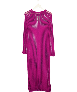 ZARA Purple Sheer Stripe Knit Maxi Dress UK S