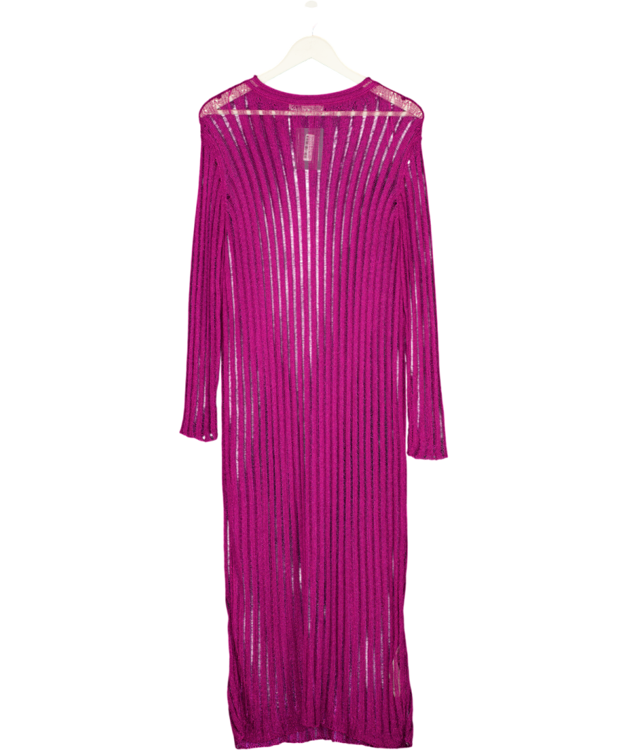 ZARA Purple Sheer Stripe Knit Maxi Dress UK S