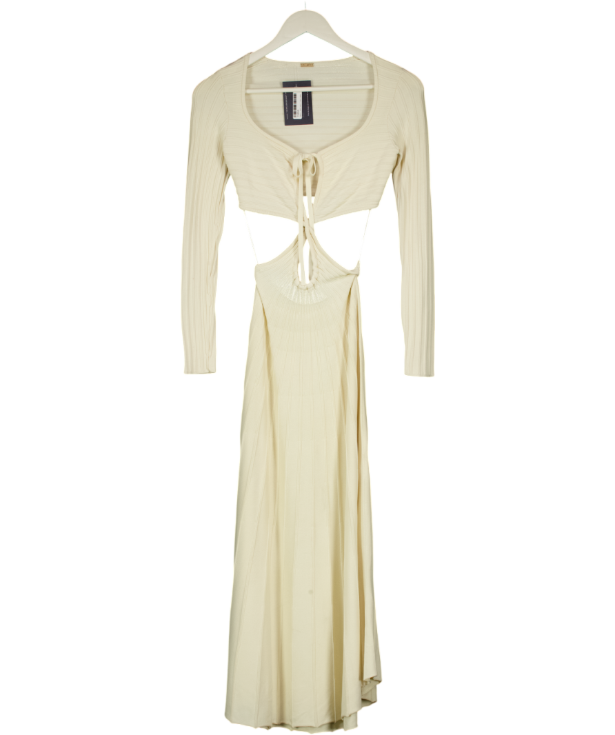 CULT GAIA Cream Fergie Cut-out Rayon-blend Knitted Midi Dress UK XS