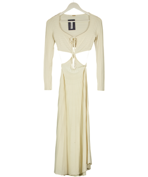 CULT GAIA Cream Fergie Cut-out Rayon-blend Knitted Midi Dress UK XS