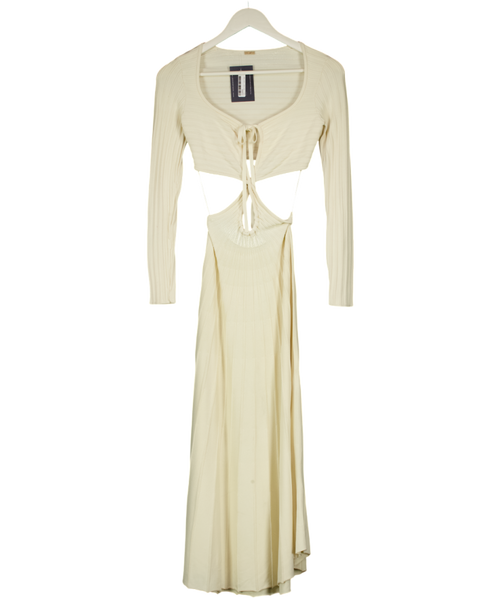 CULT GAIA Cream Fergie Cut-out Rayon-blend Knitted Midi Dress UK XS