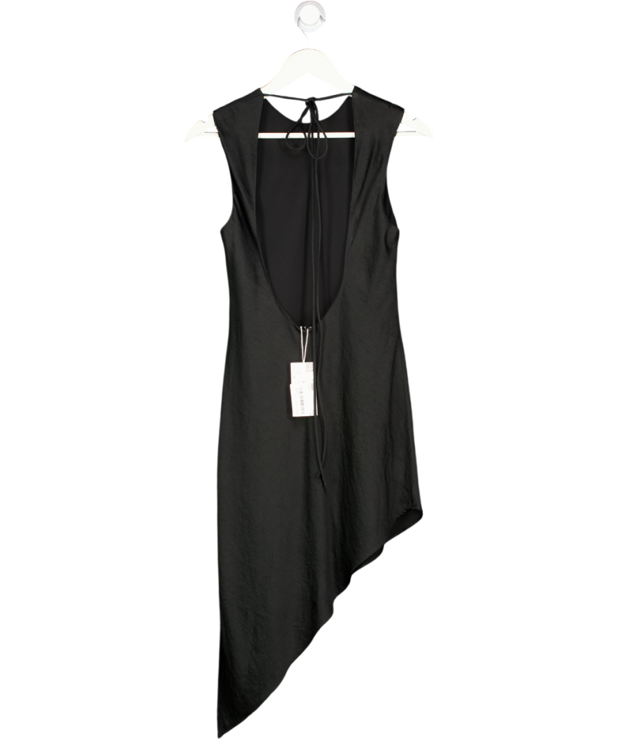 MANGO Black Asymmetrical Satin Top UK M