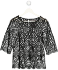 MIGUELINA Black La Ce Scalloped Hem Top UK M
