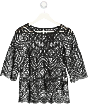 MIGUELINA Black La Ce Scalloped Hem Top UK M