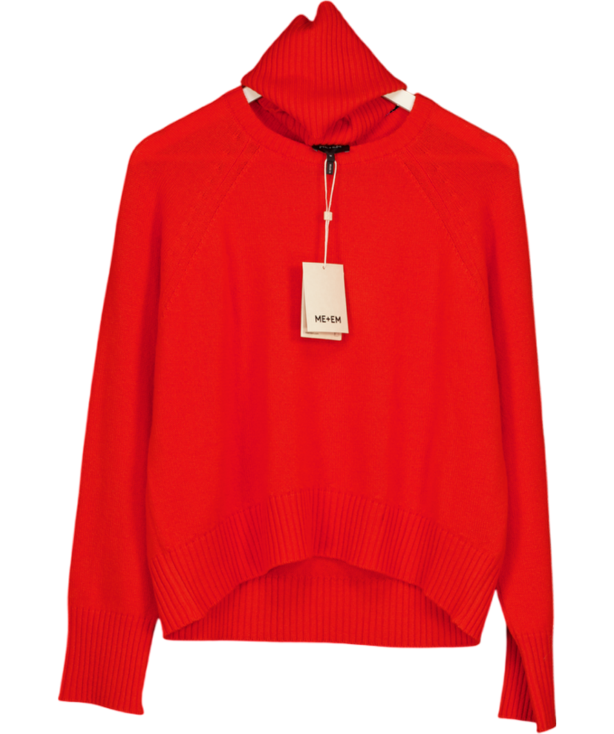ME + EM Poppy Red Raglan Jumper + Snood 100% Cashmere UK M