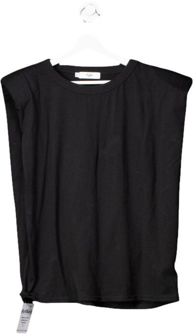 FRANKIE SHOP Black Eva Muscle Sleeveless Shoulder Pad T-shirt UK S