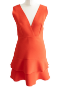 Sandro Blood orange ruffled dress V-neck Dress UK 12