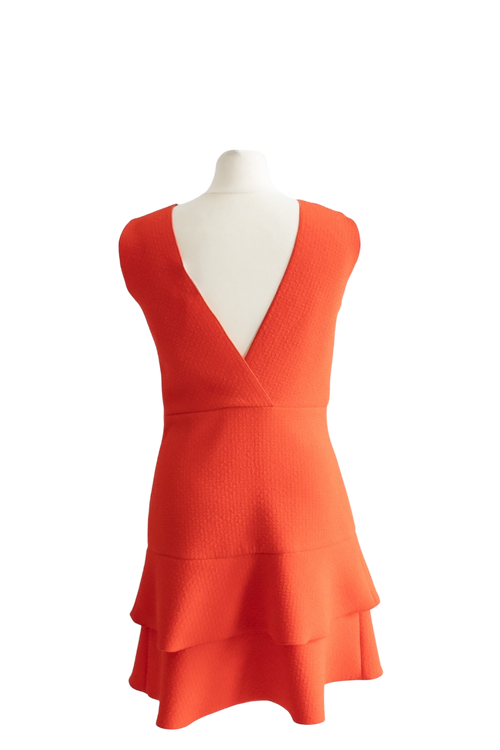 Sandro Blood orange ruffled dress V-neck Dress UK 12