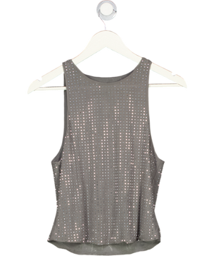 SLA THE LABEL Grey Sleeveless Embellished Top UK XS
