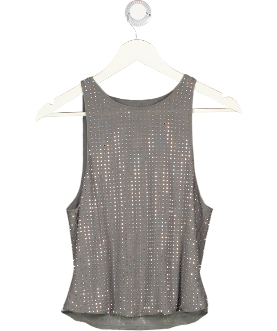 SLA THE LABEL Grey Sleeveless Embellished Top UK XS