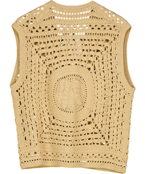 NANUSHKA Beige Andor Crochet-knit Cotton-blend Vest UK L