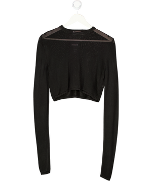 THE FRANKIE SHOP Kazel Cropped Thin Knit Top - Black UK S