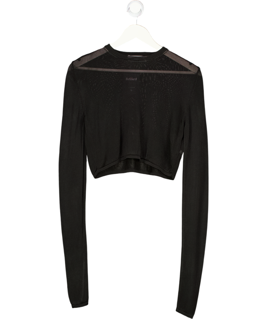 THE FRANKIE SHOP Kazel Cropped Thin Knit Top - Black UK S